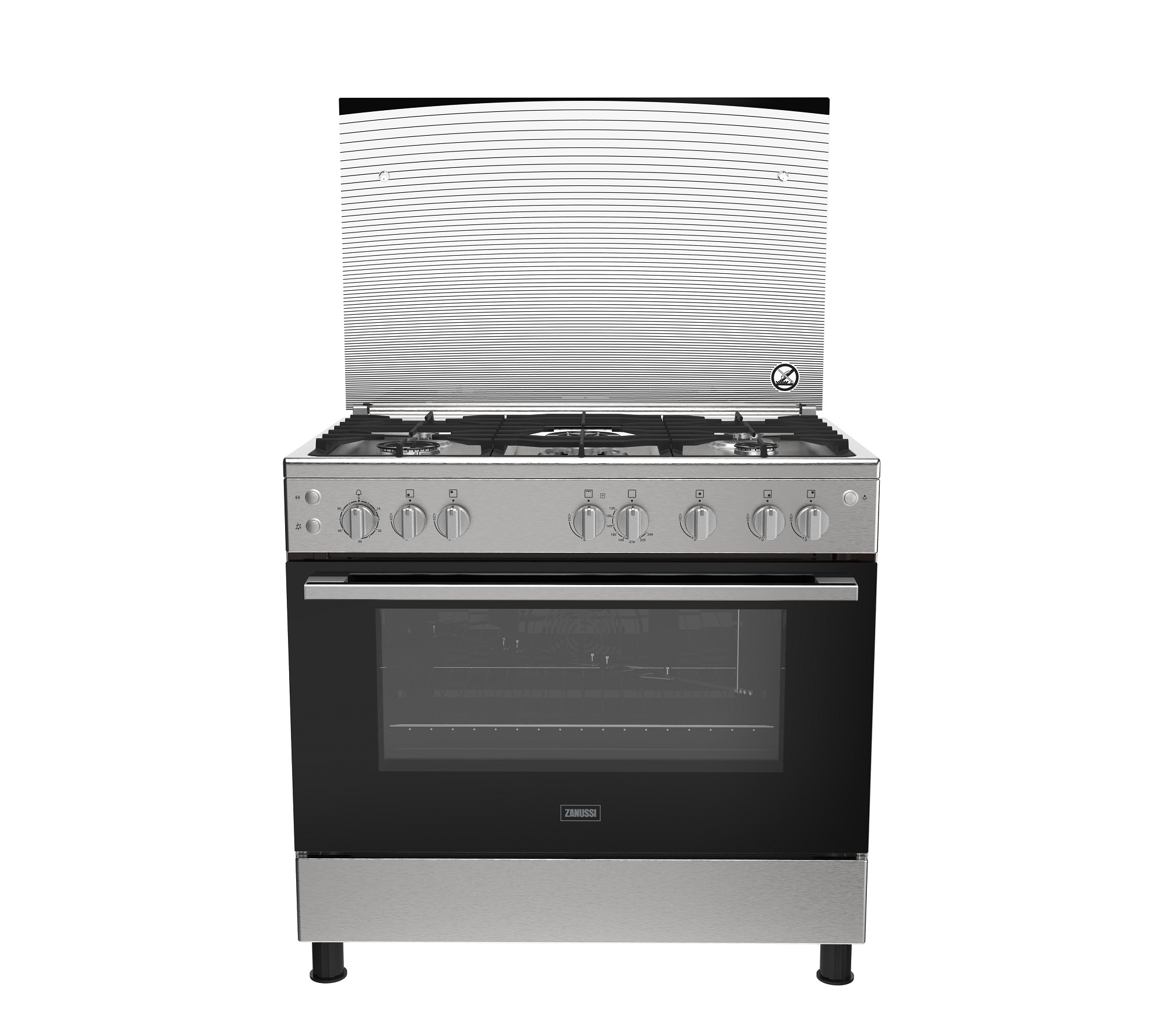 Zanussi Cool Cast Gas Cooker , 5 Burners , Stainless Steel - ZCG91236XB
