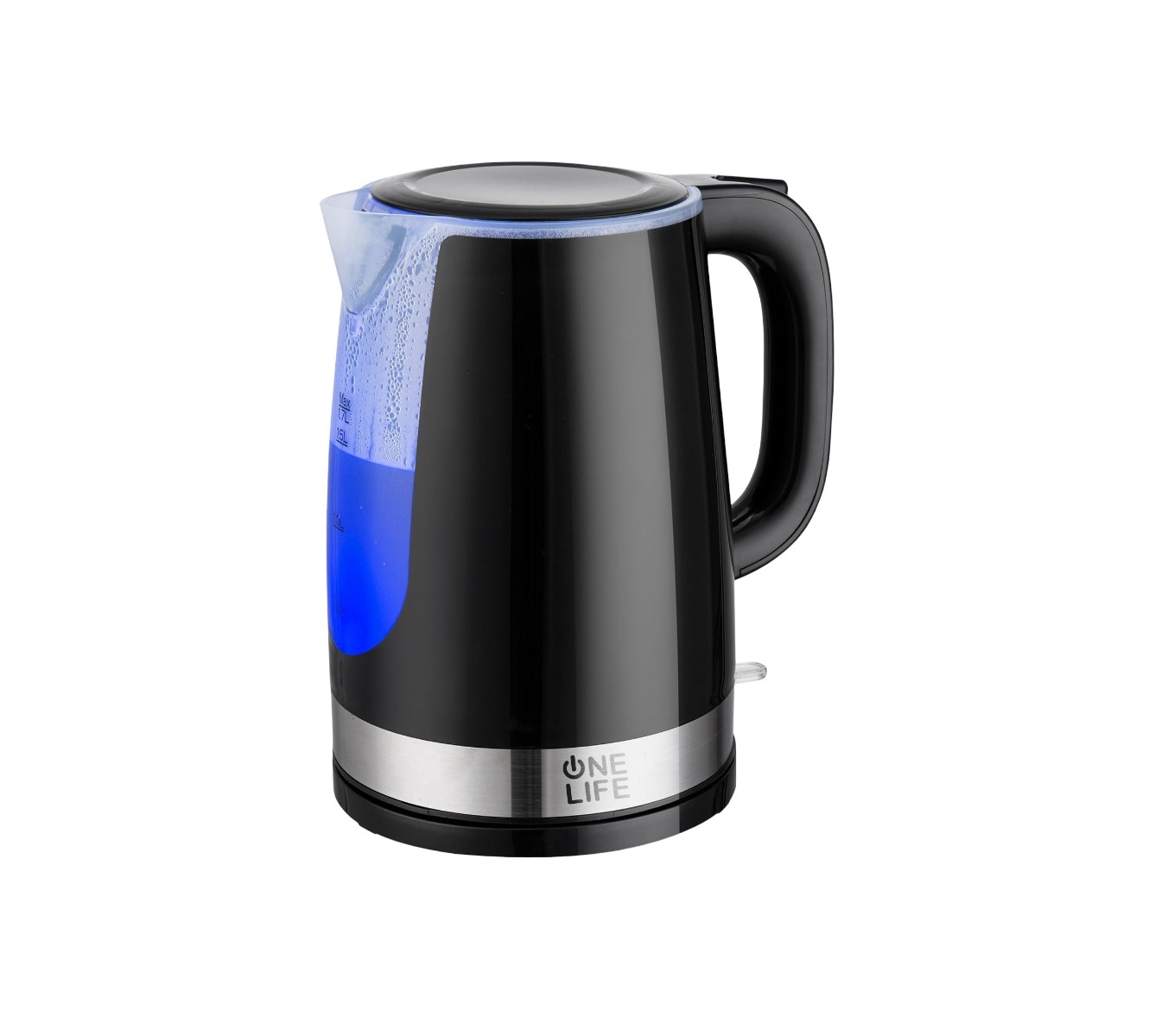 One Life Plastic Electric Kettle , 1.7 Liter 2200 Watt , Black - KEP150BK