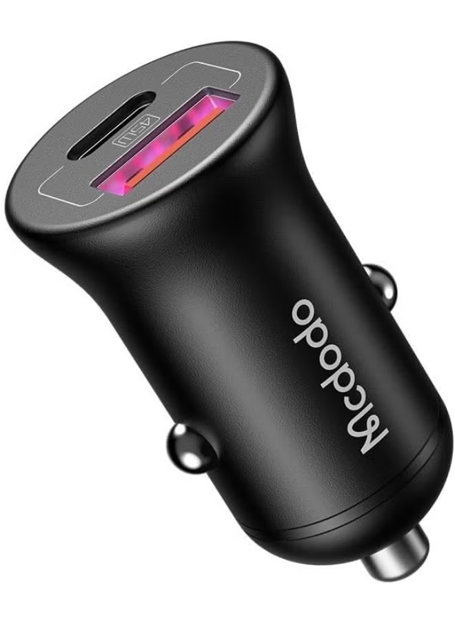 Mcdodo Car Charger , 2 Ports , Dual Ports Type C and A , 45 Watt , 5 Volt , Black - CC-2680