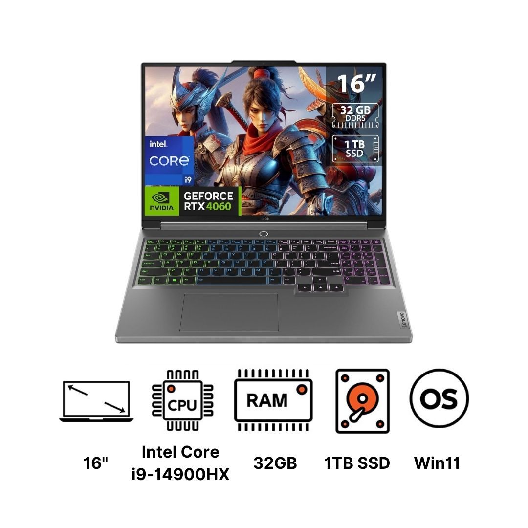 Lenovo Legion 5 16IRX9 Laptop ,Intel Core i9-14900HX 16 Inch ,1 Terabyte SSD ,32 GB ,NVIDIA GeForce RTX 4060 ,Windows 11 - Grey