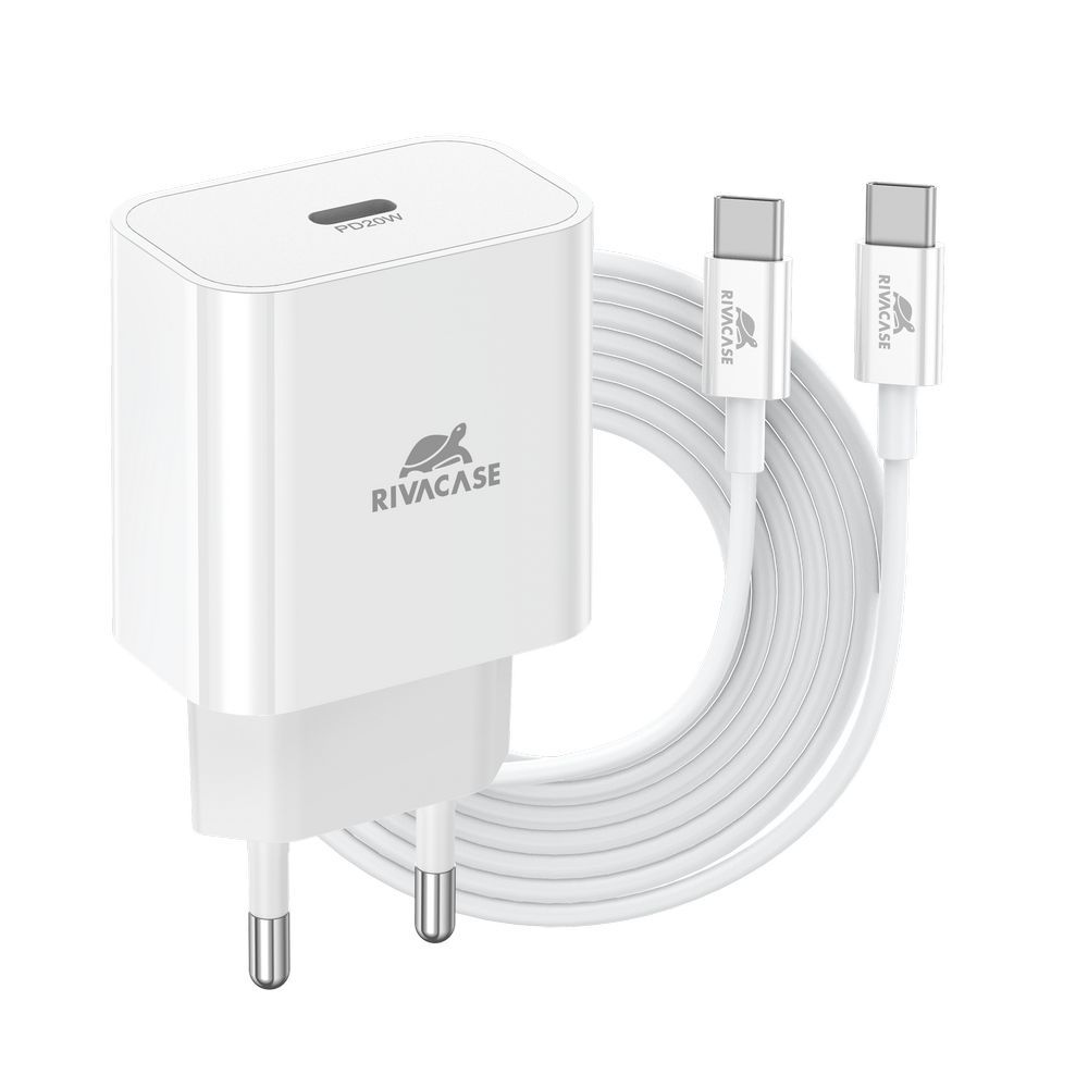 Rivacase Rivapower WD4 Wall Charger with Type C Cable , 1 Ports Type C , 20 Watt White - PS4101