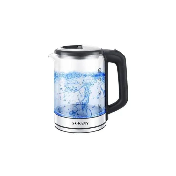 Sokany Glass Electric Kettle , 1.8 Liter 1500 Watt , Black - SK-09012