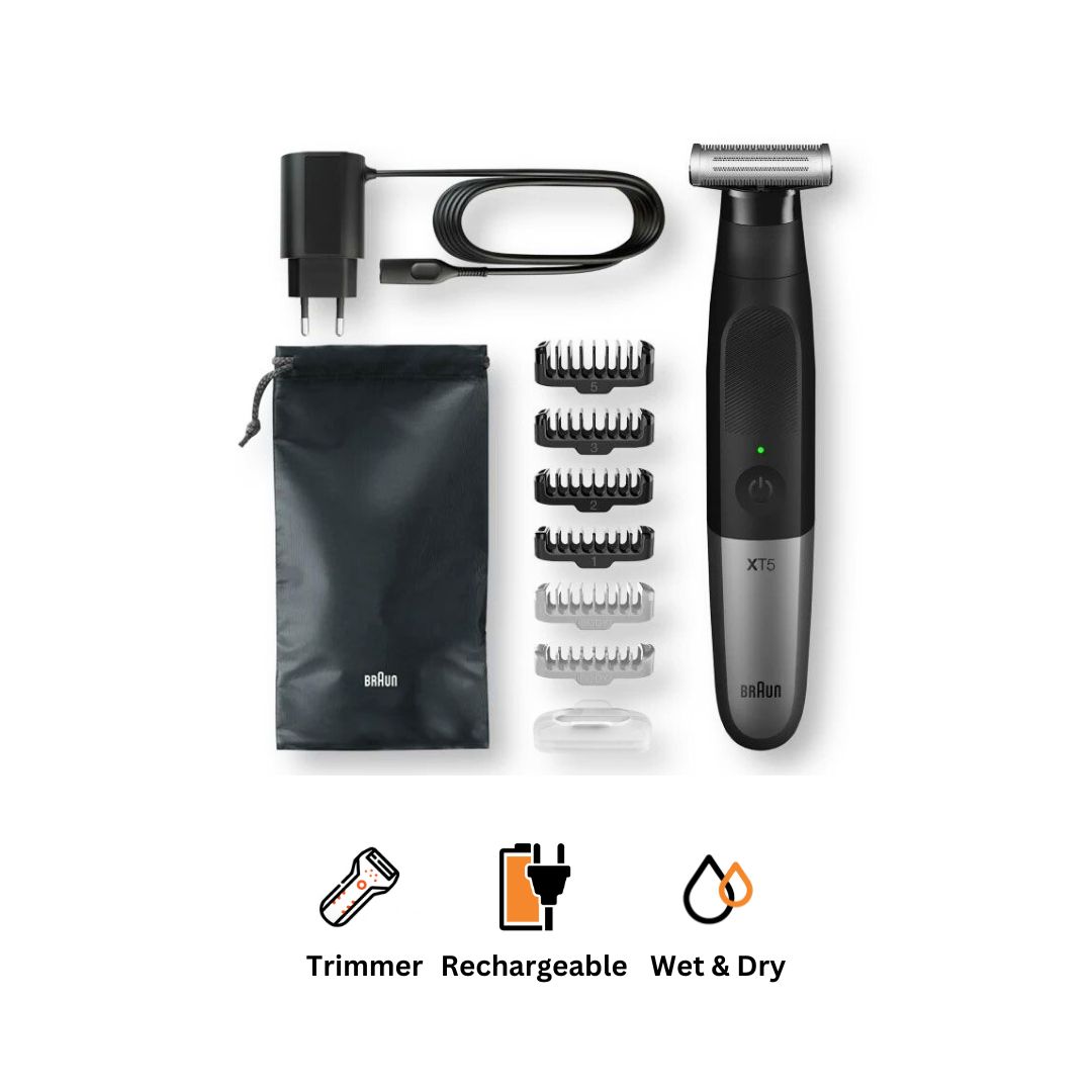 Braun Series X Electric Beard and Body Trimmer, Wet and Dry with Attachments - Xt5200