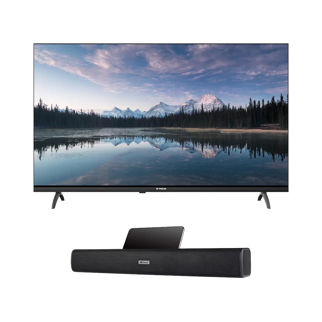 Fresh 50 Inch Frameless Smart TV , FHD LED - 50MFQ433G - 22367 wih Kisonli Bluetooth Speaker, 16 Watt, Black - LED803