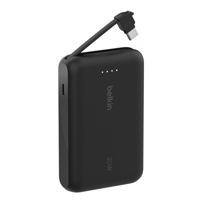 Belkin BoostCharge Wired Wired Power Bank with Built-in Cable , 10000 mAh 1 Ports , Black