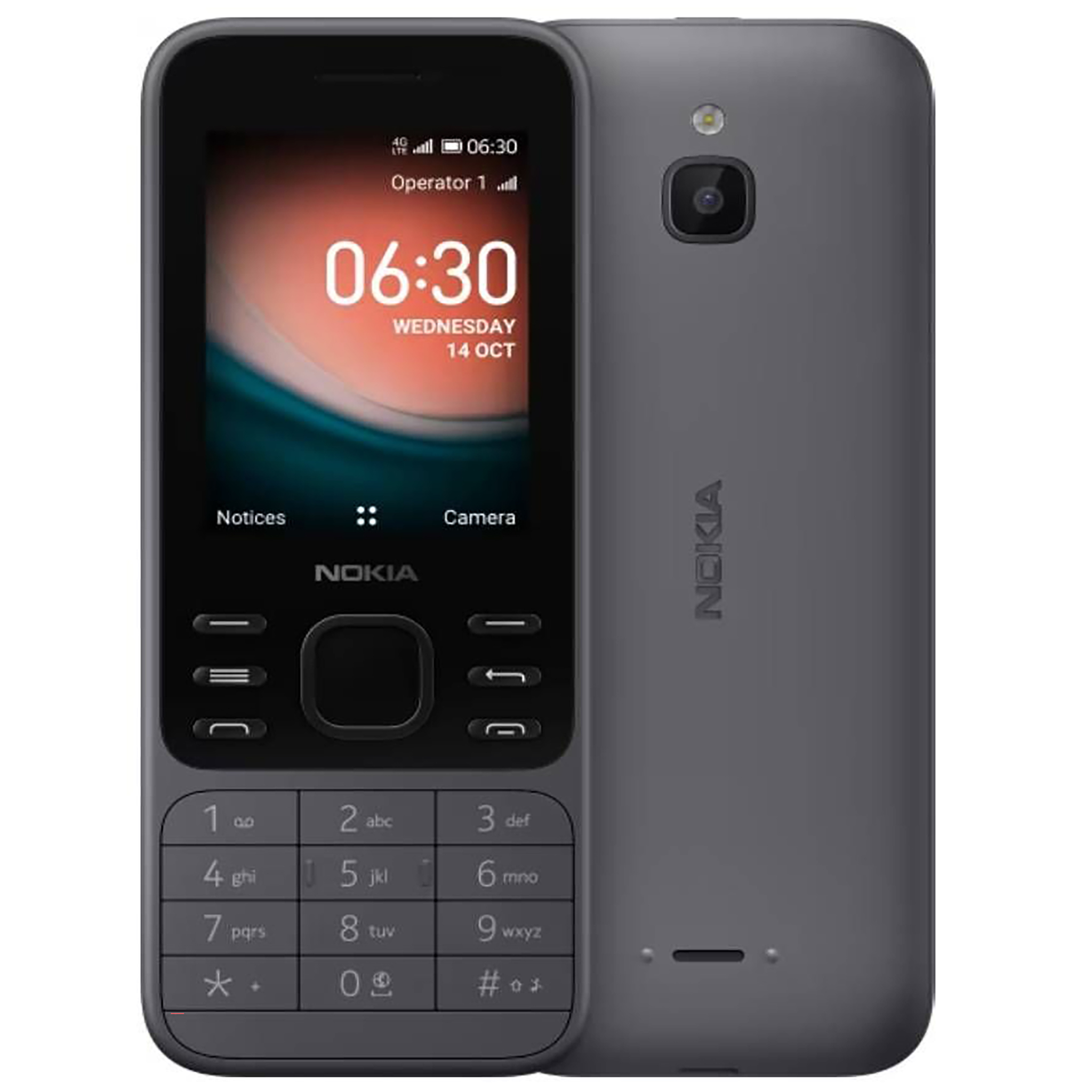 نوكيا 6300 بشريحتين، 4 جيجا، رام 512 ميجا، شبكة 4G LTE -  لايت شاركول