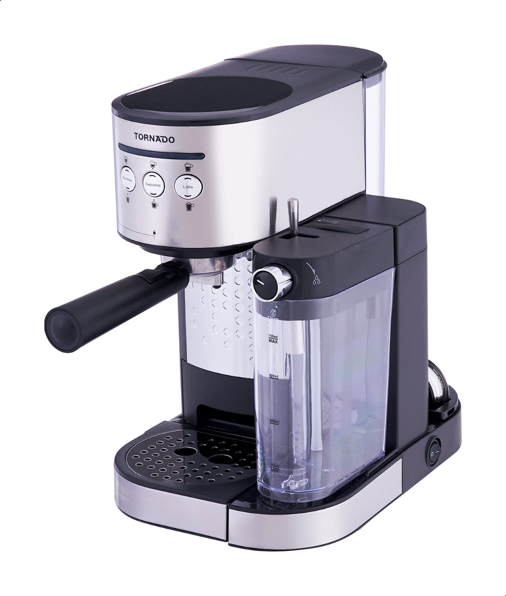 Tornado Coffee Machine , 1.2 Liter 2 Cups 1470 Watt , Black Stainless Steel - TCM-14125