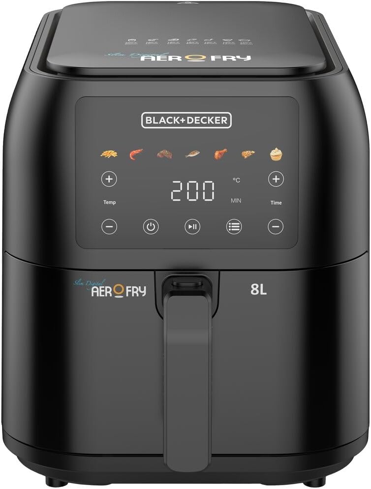 Black + Decker Digital Air Fryer , 8 Liter , 1700 Watt Black - SAF80-B5