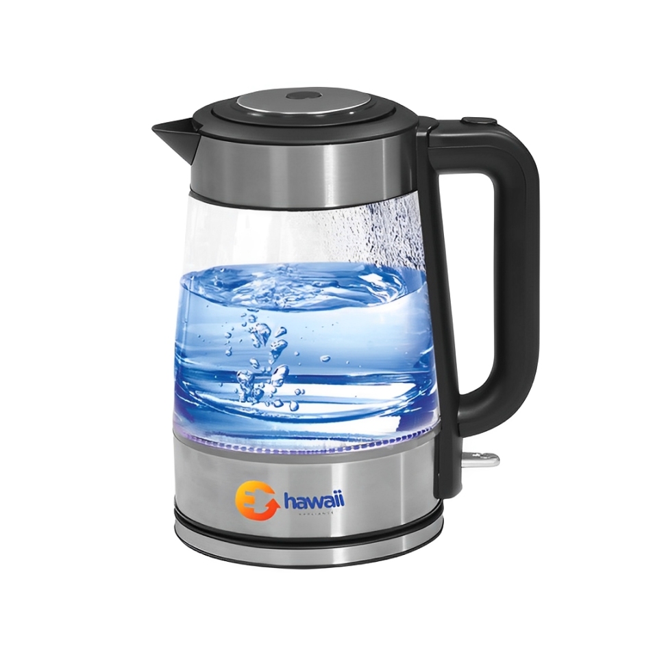 Hawaii Electric Kettle , 2 Liter 1850 Watt , Black Silver - HA-2200K