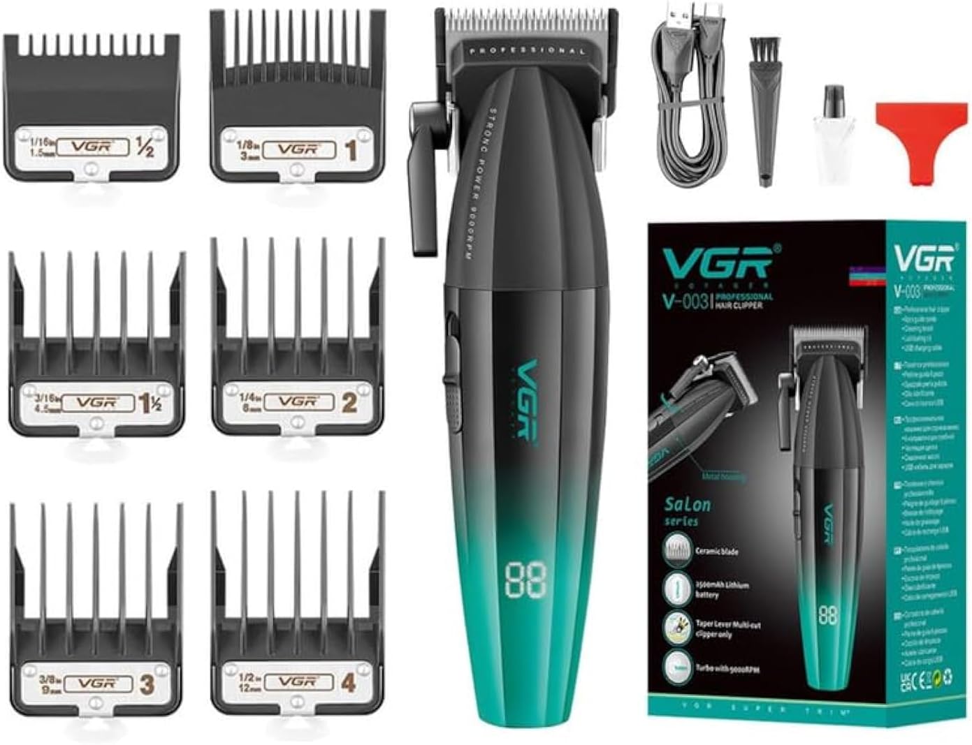 VGR Rechargeable Hair Clipper, Dry - V-003