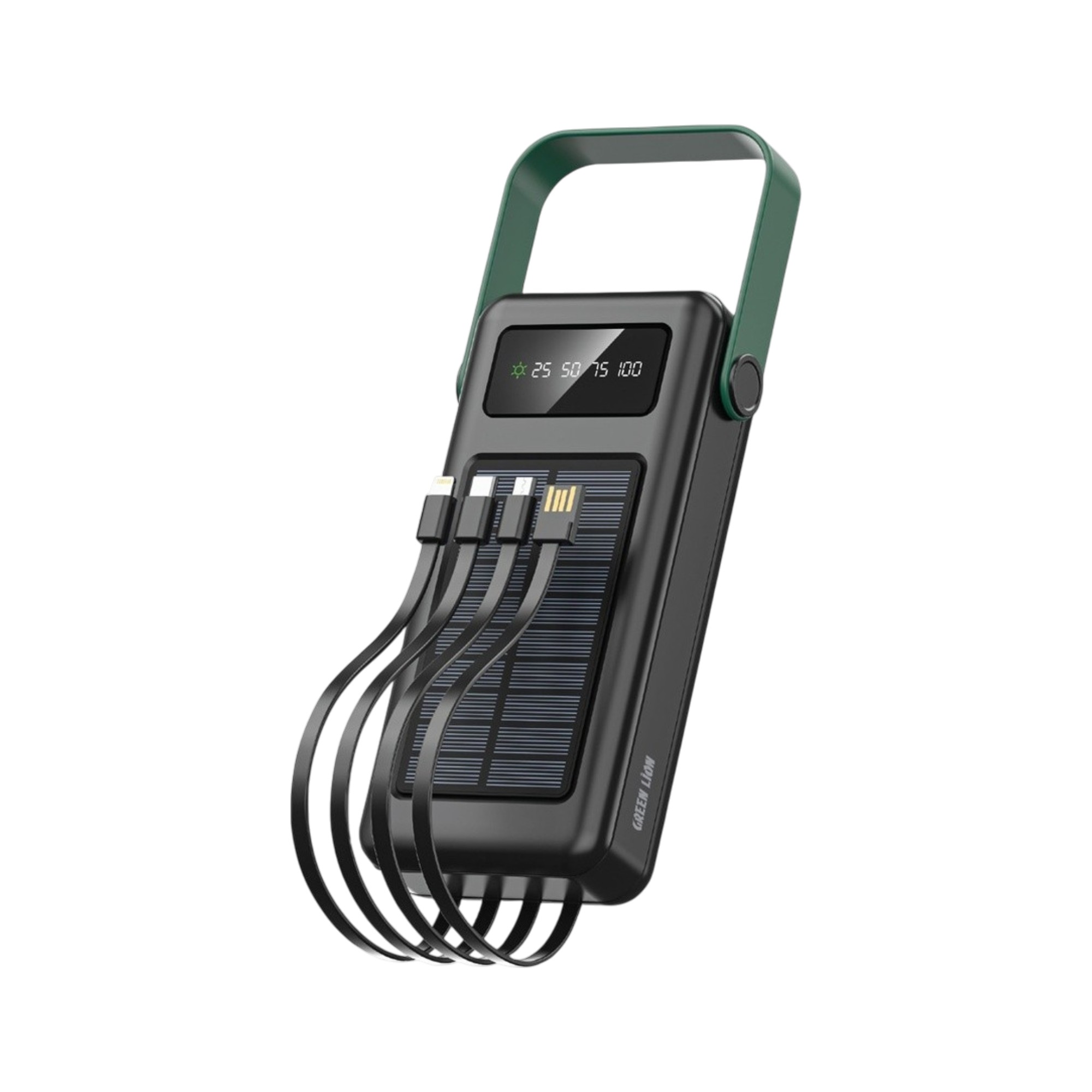 Green Lion Solar Max Wired Power Bank , 30000 mAh 7 Ports , Black