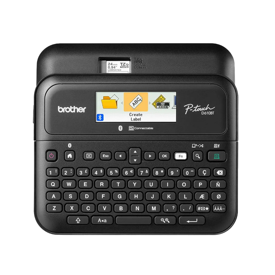 طابعة ملصقات مكتبية براذر، قابلة للتوصيل بالكمبيوتر - PT-D610BT
