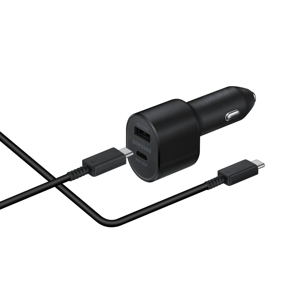 Samsung Car Charger with Cable Type C , 2 Ports , Dual Ports Type C and A , 60 Watt , Black - EP-L5300XBEGWW