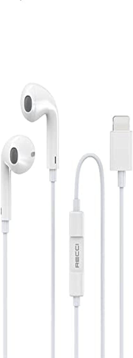 Recci Wired Earphones with Microphone , White - REP-L09