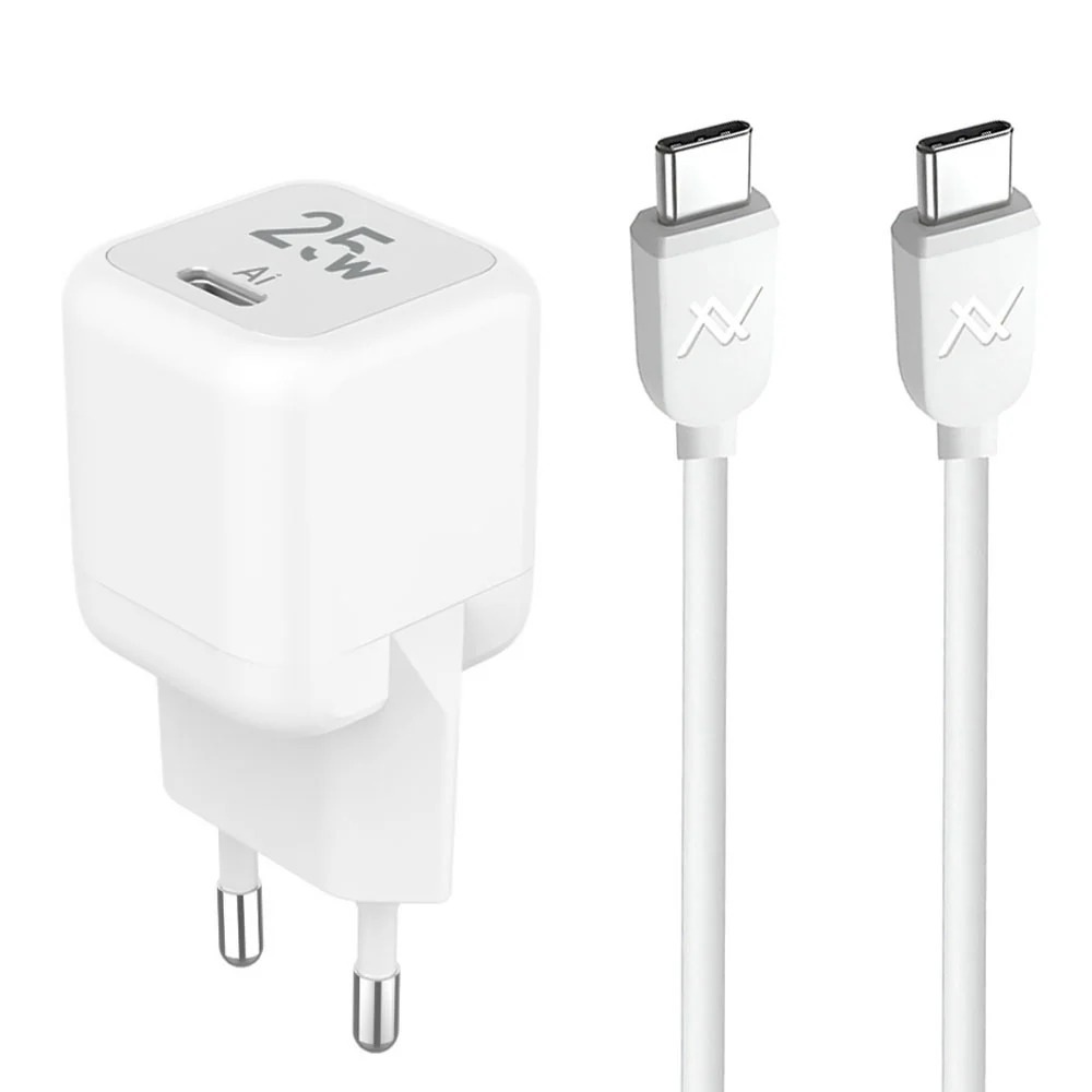L'Avvento Wall Charger with Type C Cable , 1 Ports Type C , 25 Watt 240 Volt White - MP535