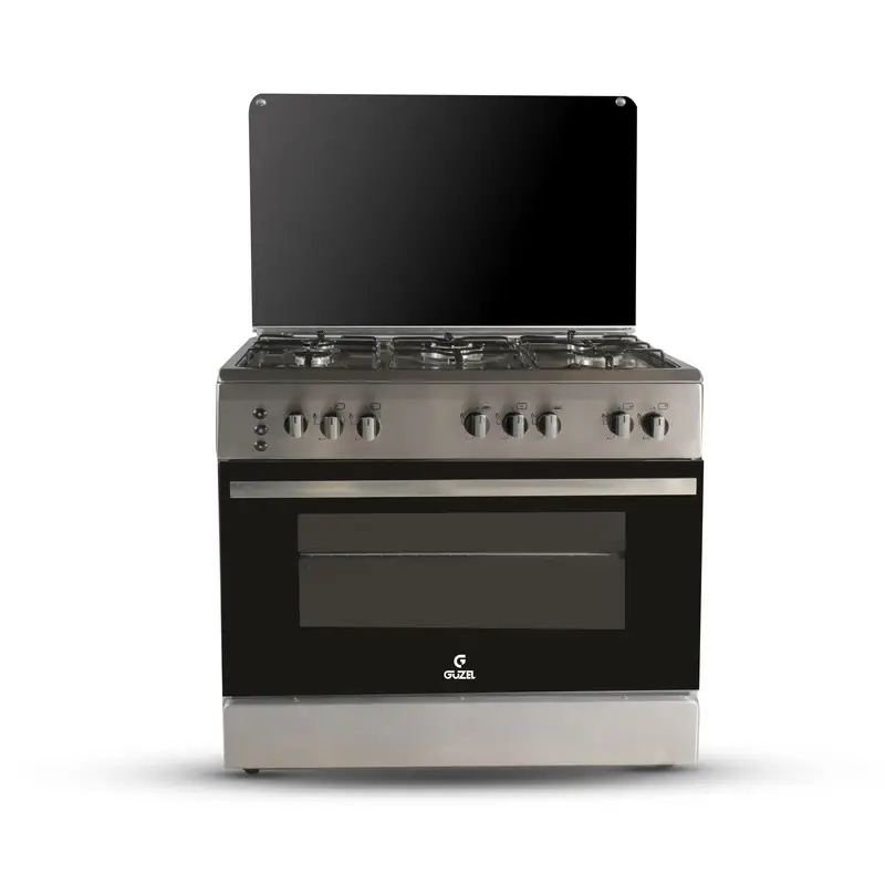 Guzal Standard Gas Cooker , 5 Burners , Black Silver