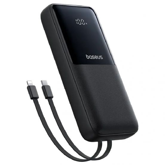 Baseus Lipow Wired Wired Power Bank with 2 Built-in Cables , 20000 mAh 2 Ports , Cosmic Black , PPJP312
