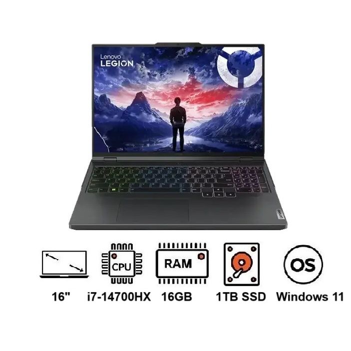 Lenovo Lenovo Legion Pro 5 16IRX9 Gaming laptop Laptop ,Intel Core i7-14700HX 16 Inch ,1 Terabyte SSD ,16 GB ,NVIDIA GeForce RTX 4070 ,Windows 11 - Grey