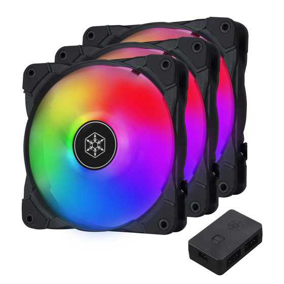 مجموعة مراوح 3 في 1 بإضاءة RGB  سيلفر ستون اير بليزر 120i لايت برليانت مع وحدة تحكم - SST-AB120I-ARGB-3PK