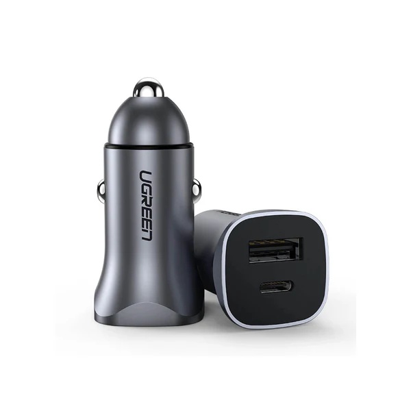 Ugreen Car Charger , 2 Ports , USB , 30 Watt , Grey - CD130