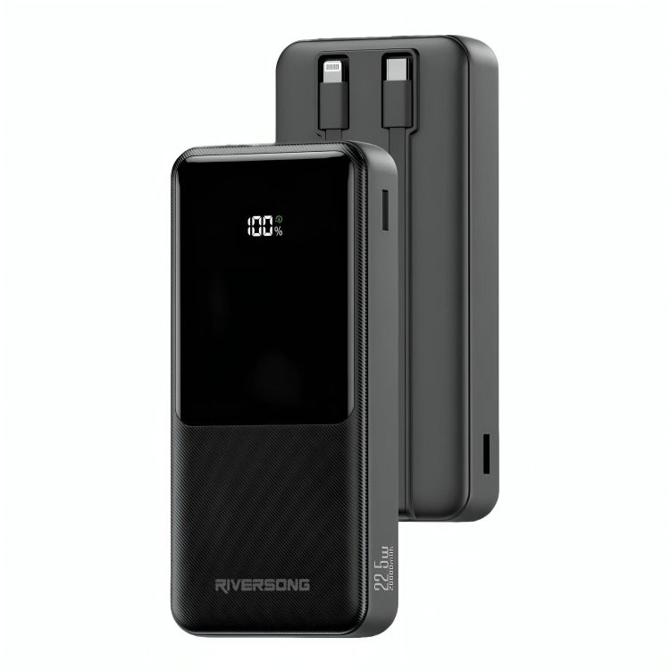 Riversong Wired Power Bank , 20000 mAh 3 Ports , Black