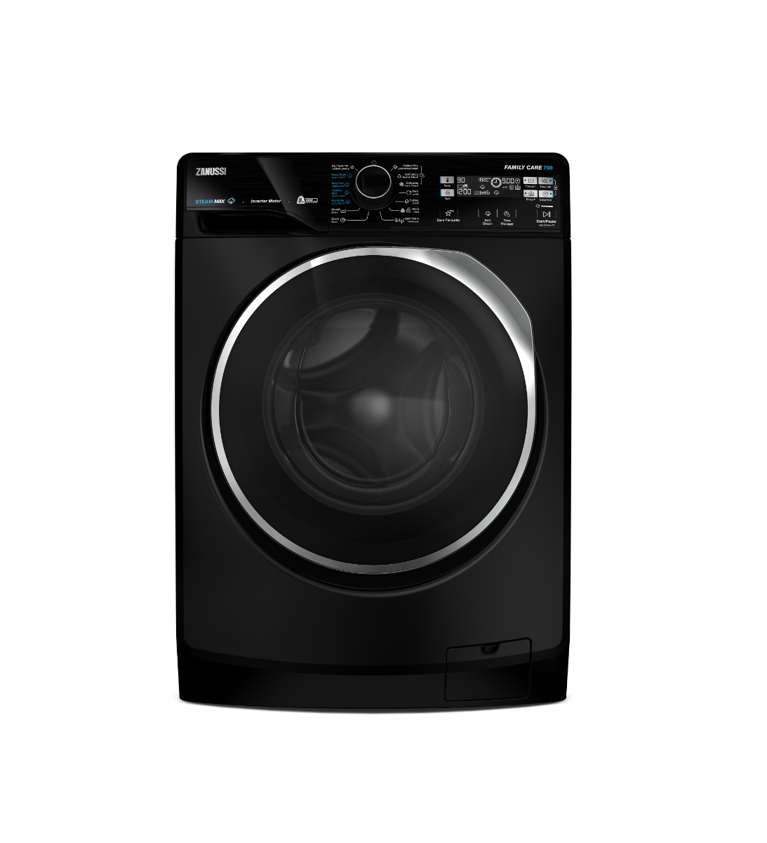 Zanussi SteamMax Inverter Front Load Washing Machine , 8 kg , Black - ZWF8221BL8