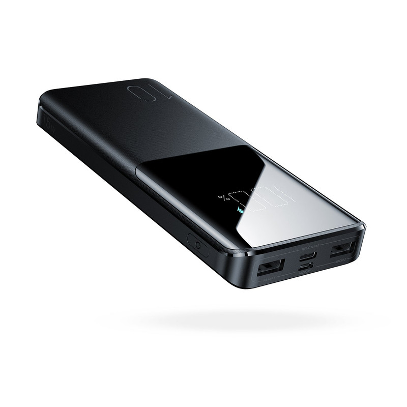 Joyroom Wired Power Bank , 10000 mAh 3 Ports , Black , JR-T013