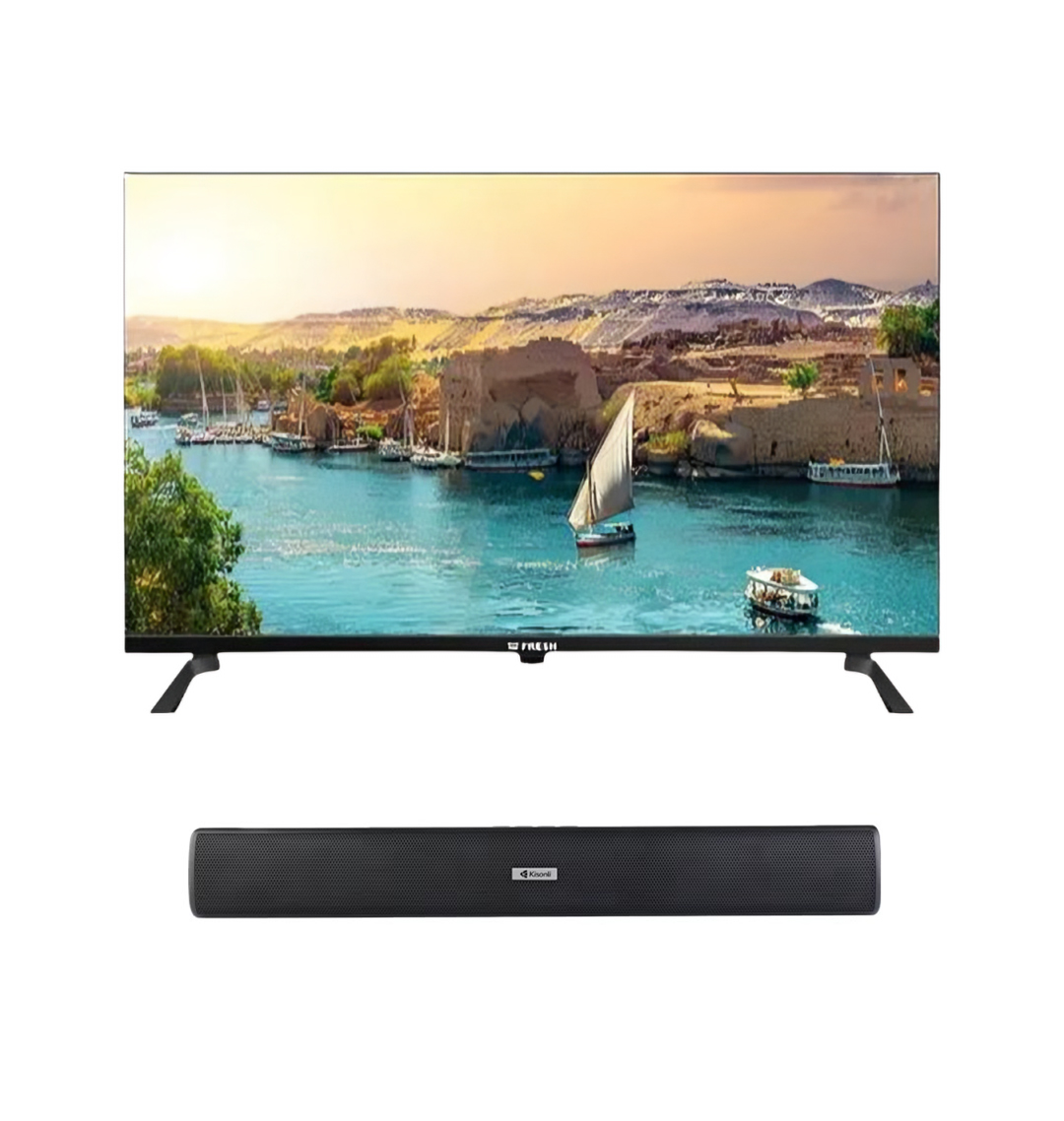 Fresh 43 Inch Frameless Smart TV , FHD LED - 43MF435G-20978, with Kisonli LED803 Portable Bluetooth Speaker, 16 Watt- Black