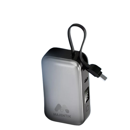Majentik Wired Wired Power Bank with Built-in Cable , 10000 mAh 1 Ports , Gray , MJ-34