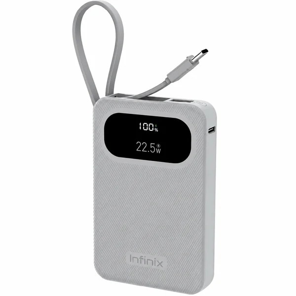 Infinix XPower 10 Pro Wired Digital Power Bank , 10000 mAh 3 Ports , Grey
