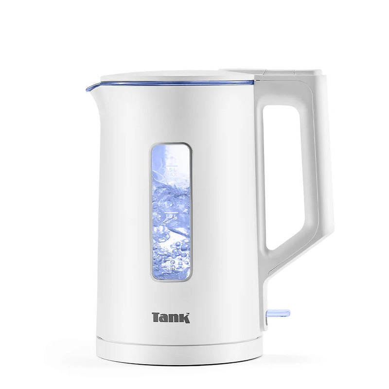 Tank Safe Touch Glass inner bowl Electric Kettle , 1.5 Liter 1500 Watt , White Silver - DG-2338