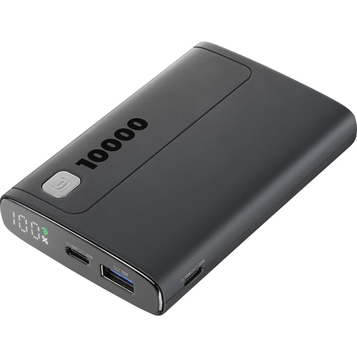 Cellularline Elite 10000 Wired Wired Power Bank , 10000 mAh 3 Ports , Black