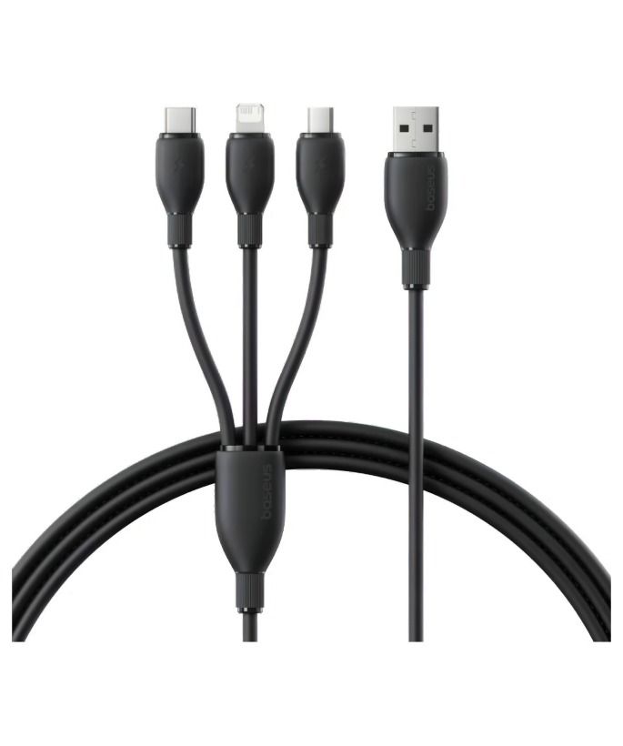 Baseus Multi Ports 3 in 1 Multi Charging Cable 0.8 Meter Black