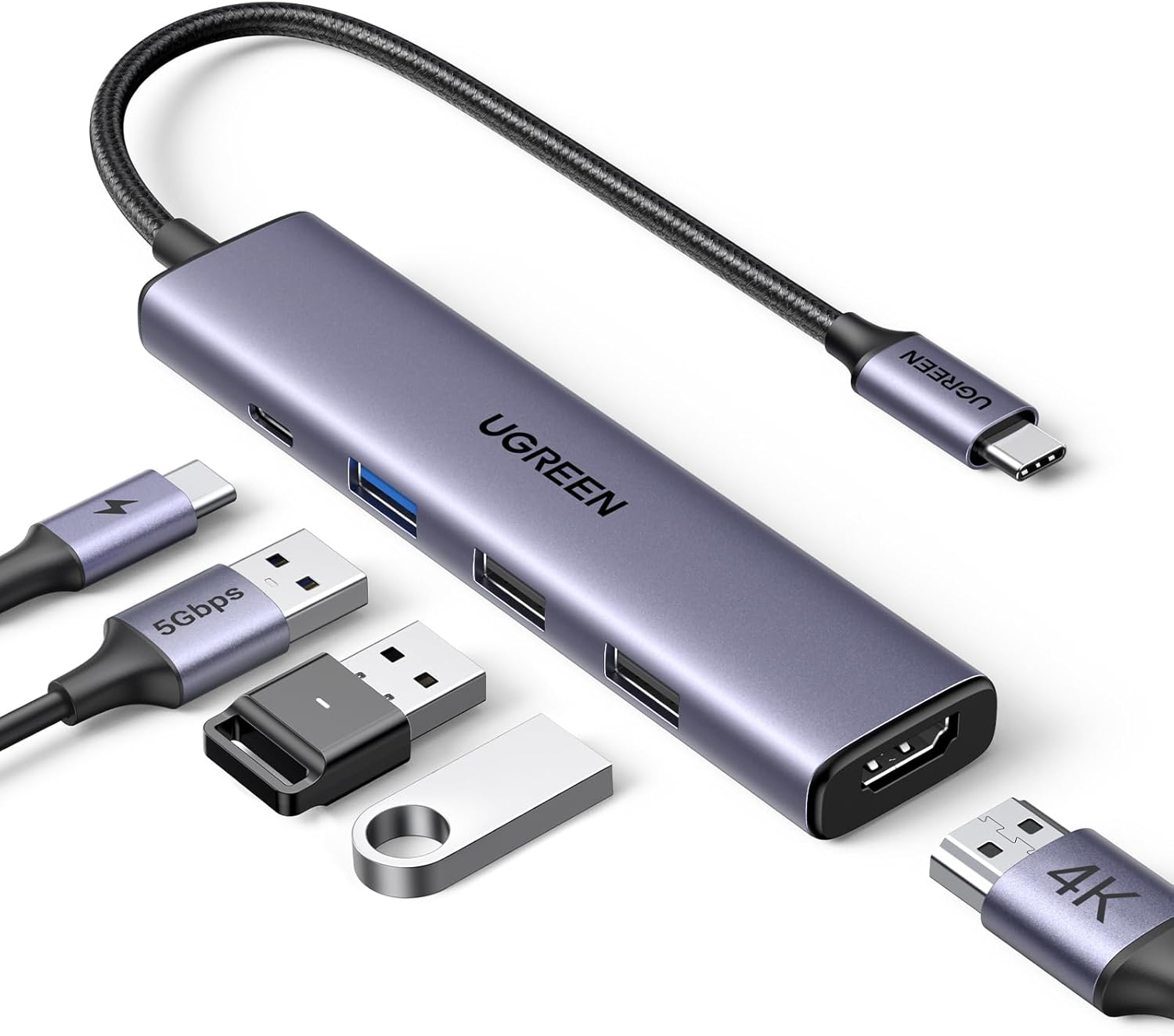 Ugreen Revodok USB Hub , Multi Ports , Silver