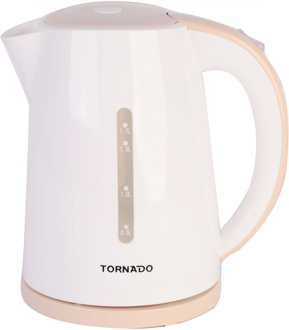 Tornado Plastic Electric Kettle , 1.7 Liter 2200 Watt , White - TKP- 2117