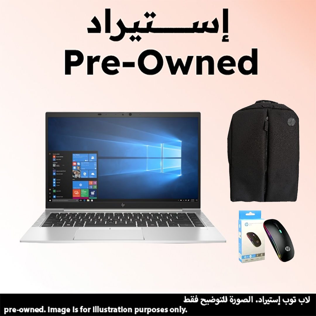 HP EliteBook 845 G7 Laptop, 14 Inch, FHD IPS Display, Windows 11 - Silver (Pre - Owned) with Wireless Mouse and Laptop Packback