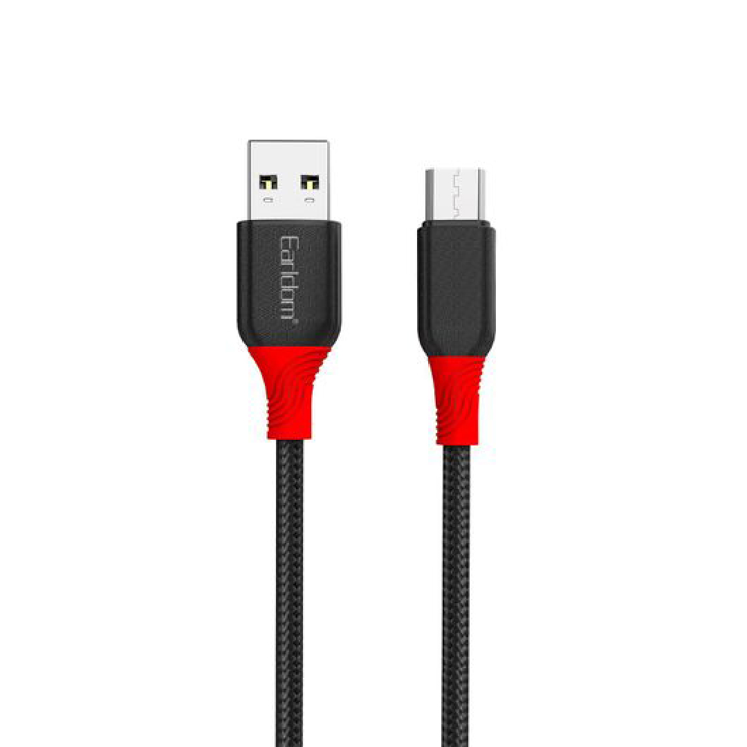 Earldom micro USB Charging Cable 1 Meter Black Red - EC-186M
