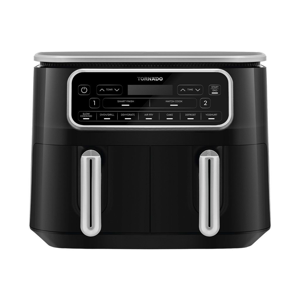 Tornado Digital Air Fryer , 8 Liter , 2500 Watt Black Silver - THF-2508DU-BS