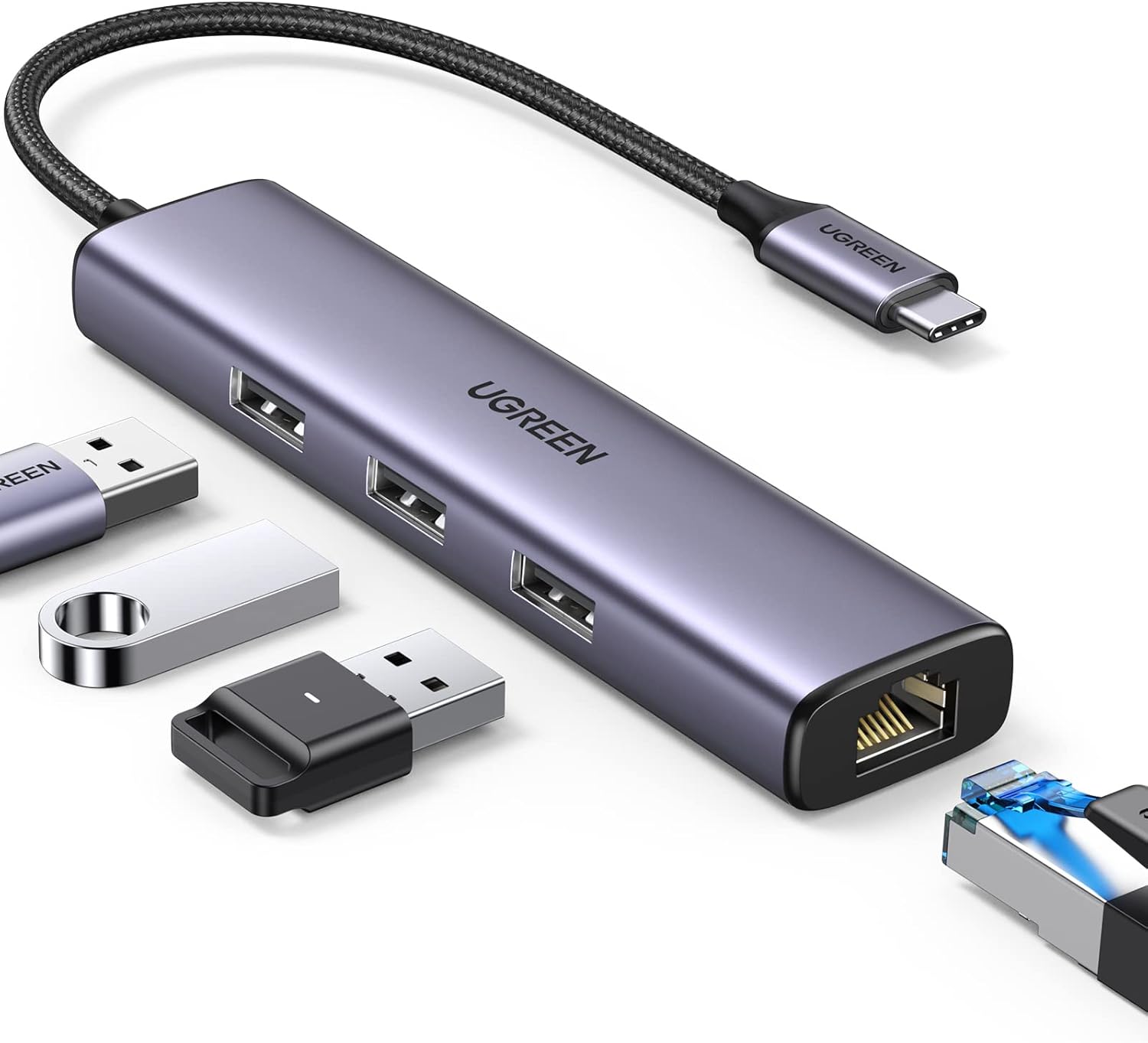 Ugreen USB Hub , USB , Space Grey - 60600