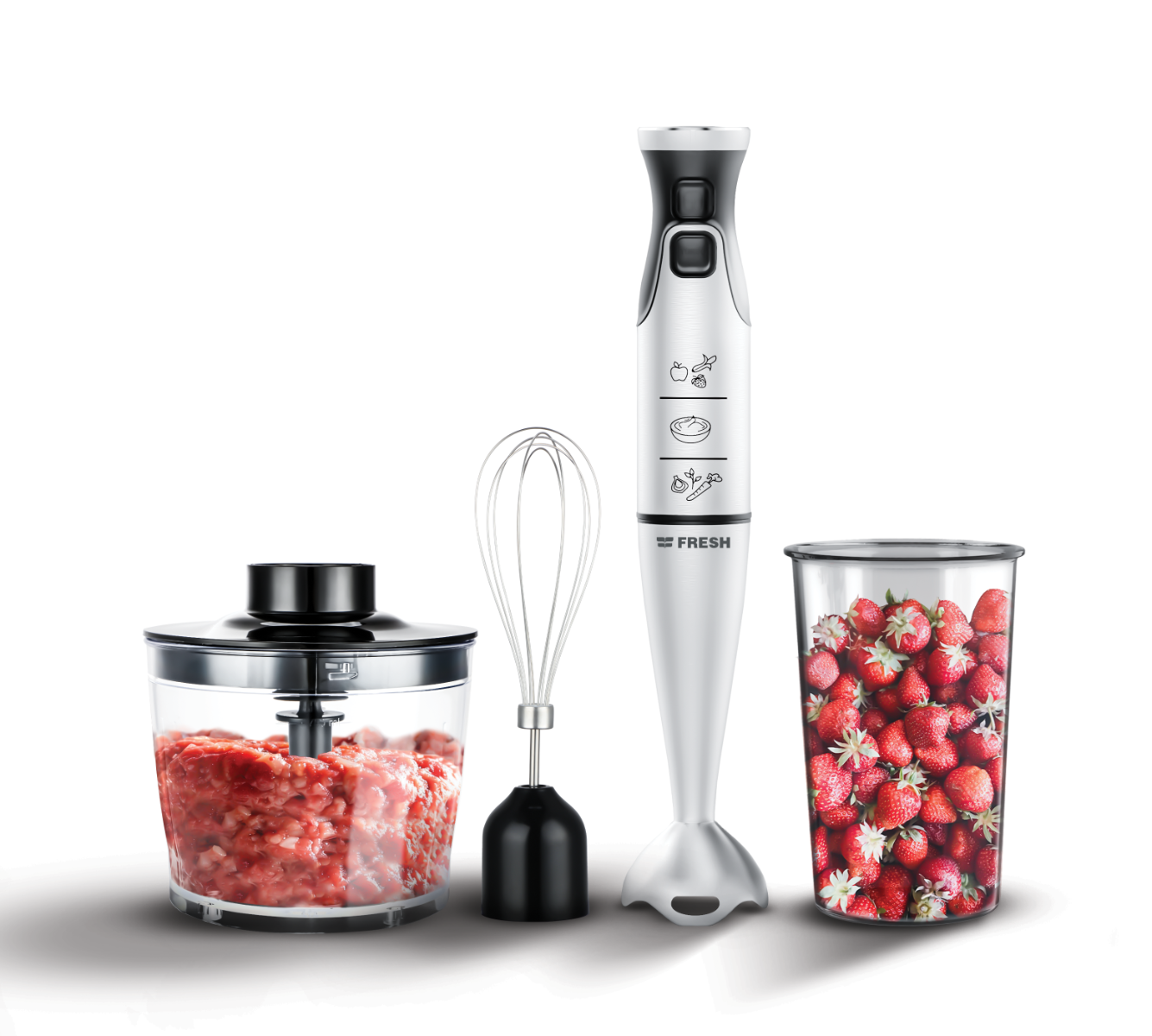 Fresh Hand Blender with Attachments 1000 Watt Stainless Steel - HB-1000 C