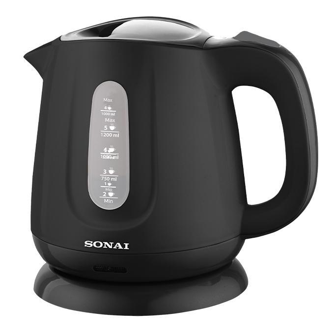 Sonai Electric Kettle , 1.2 Liter 1100 Watt , Black - 109634