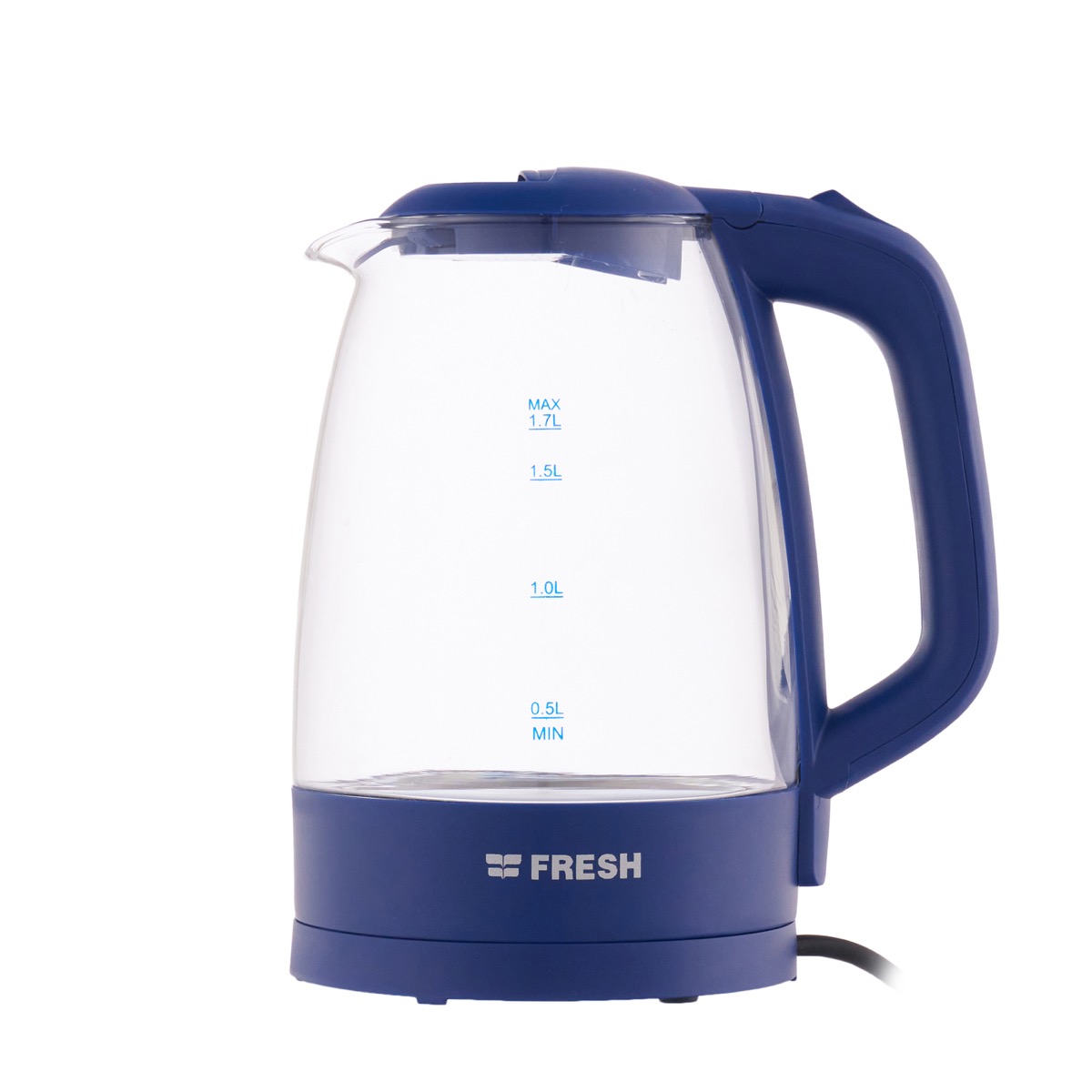 Fresh glass Electric Kettle , 1.7 Liter 1850 Watt , Transparent and Blue - EGK1.7