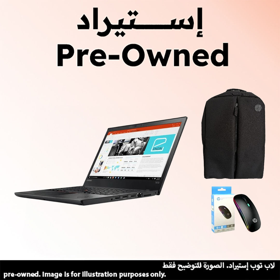 Lenovo Thinkpad T460 Laptop, 14 Inch, FHD IPS Display, Windows 10 Pro - Black (Pre-owned) with Wireless Mouse and Laptop Packback