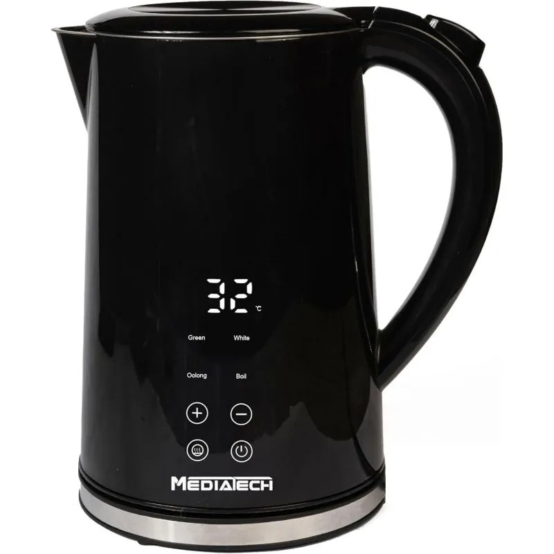 Mediatech Electric Kettle , 1.7 Liter 2200 Watt , Black - MT-KDS001