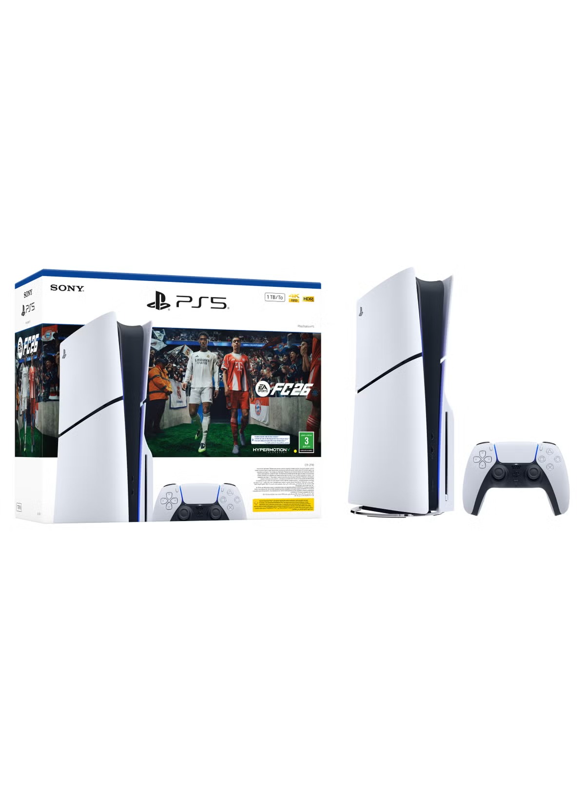 Sony PlayStation 5 KSA Version 1 Terabyte , 1 Controllers , White - CFI-2116A-FC26VCH