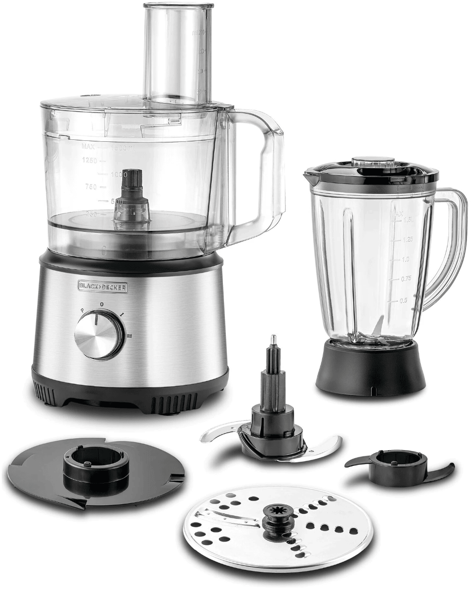 Black + Decker Food Processor , 800 Watt Black Silver - FX825