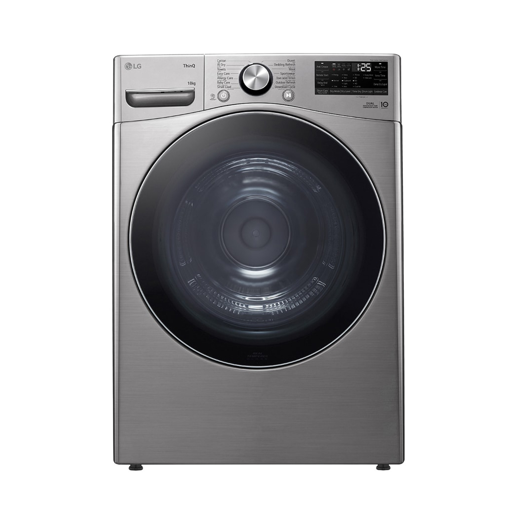 LG ThinQ Dryer , 18 kg , Stainless Silver - RH18U8EVCW