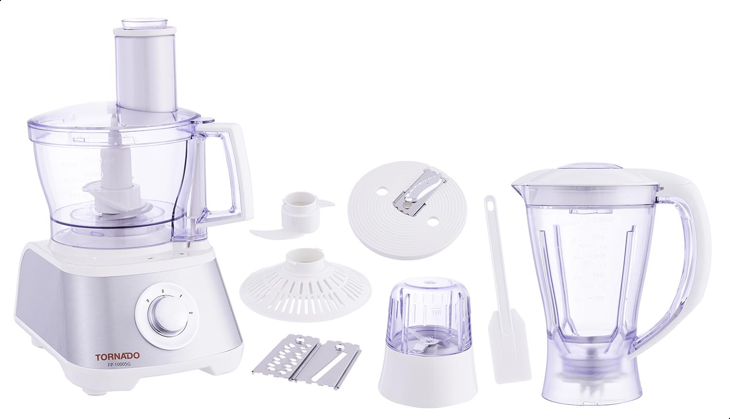 Tornado Food Processor , 1000 Watt White Silver - FP-1000SG