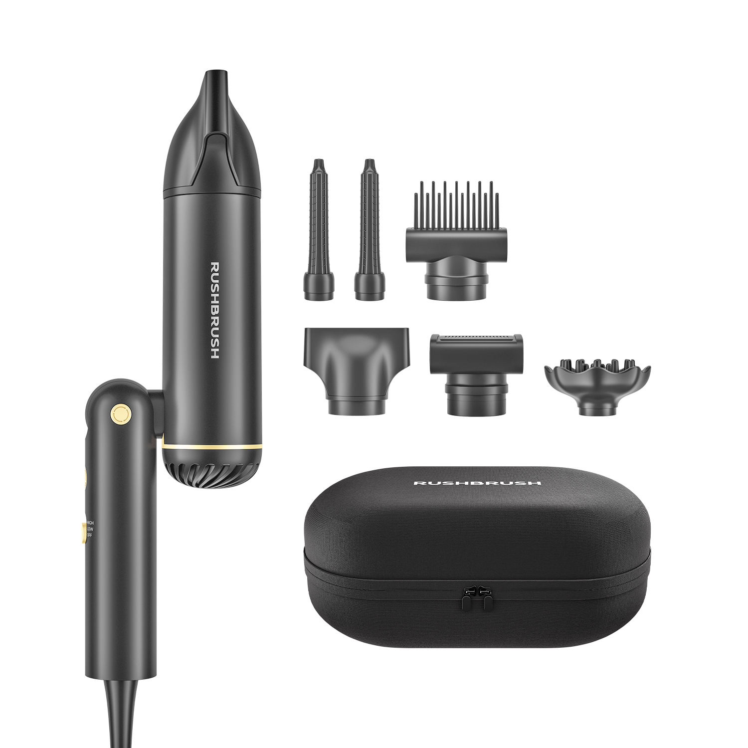 Rush Brush AirWrapper Lite Hair Styler with Attachments 1300 Watt , Black