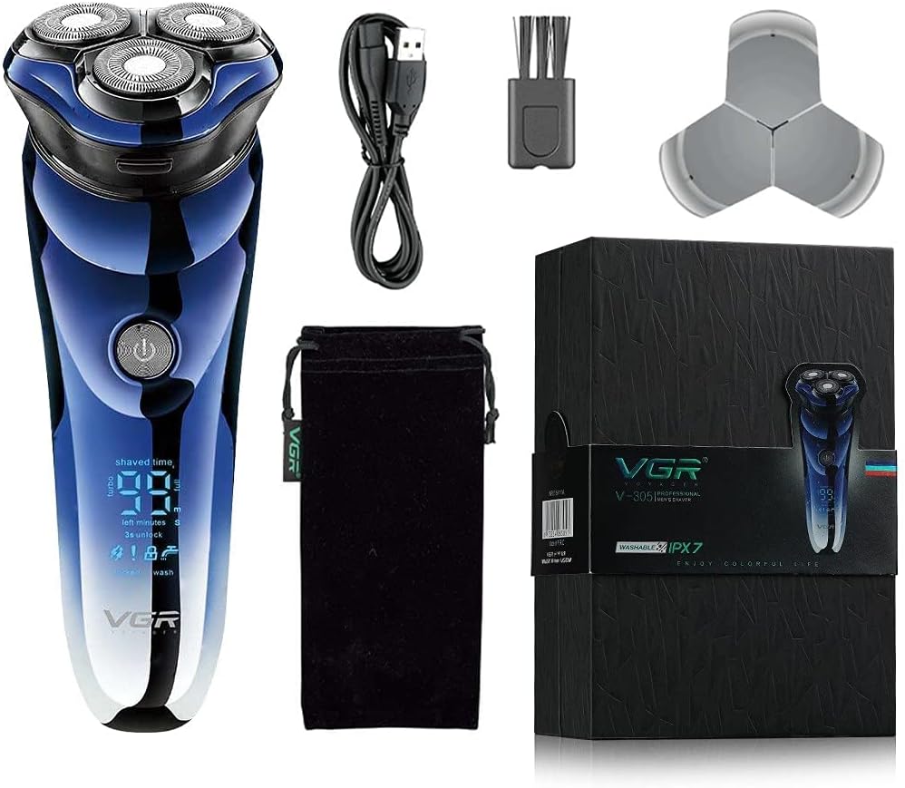 VGR Electric Shaver Wet & Dry Blue Black - V-305